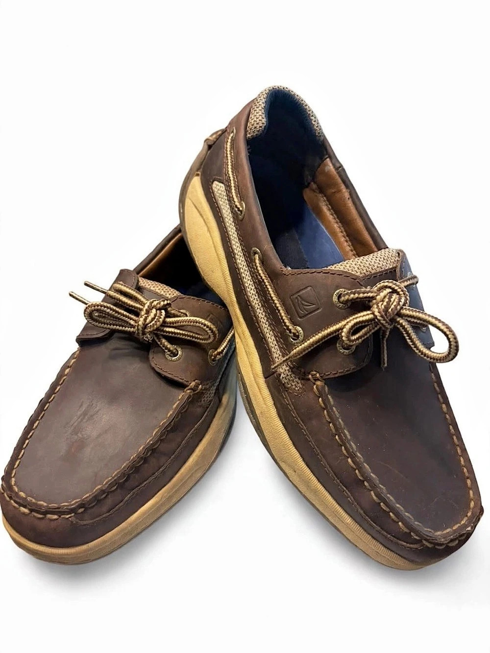Sperry Brown Leather Boat Shoes Mens 9 Lanyard Classic